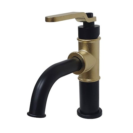 Kingston Brass KS2822KL Single-Handle Bathroom Faucet with Push Pop-Up, Matte Black/Polished Brass KS2822KL